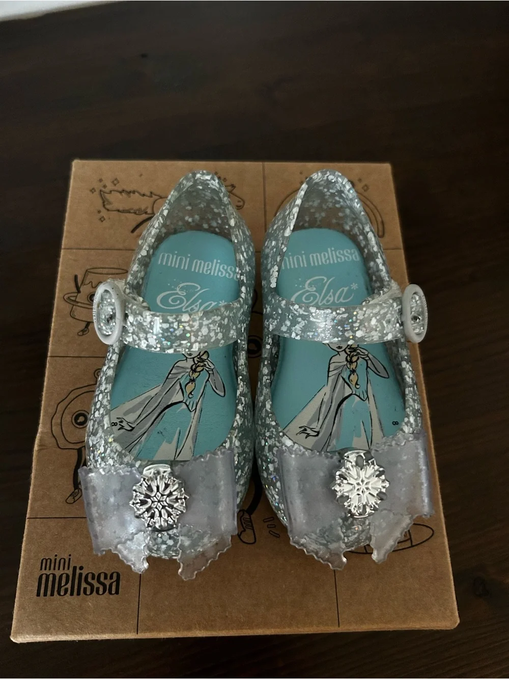 Mini Melissa Glitter Blue Jelly Mary Jane with Bow and Rhinestone